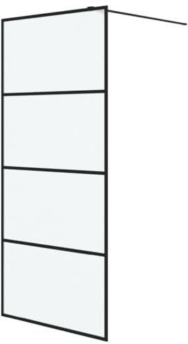 vidaXL Duschwand für Walk-In Dusche Duschabtrennung Duschtrennwand Duschkabine Duschtür Eckeinstieg Trennwand Schwarz 90x195cm Matt ESG-Glas