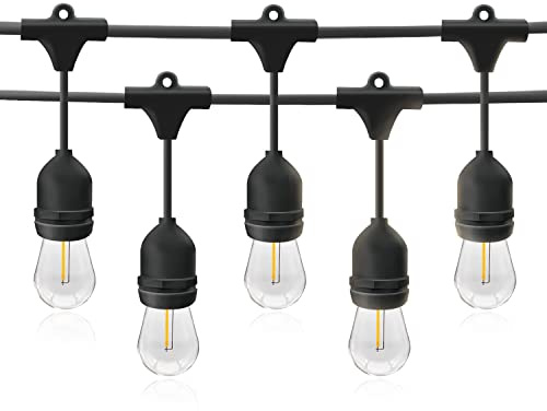 Mu 100M Lichterkette Außen, Outdoor Erweiterbar Auf 1000W, 10*10 Birnen S14 Led 2W (=15W) E27 Wetterfest Ip65, lichterkette außen strom Deko für Gartenparty Hochzeit Garten Hochzeit|10*10M, Schwarz