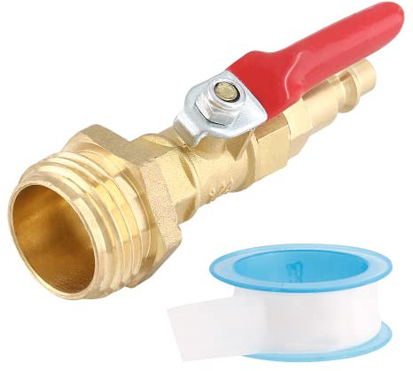 Waziaqoc Winterize Blowout-Adapter mit 1/4-Zoll-Stecker, Schnellverbindungsstecker und 1,9 cm Außengewinde, Messing-Winter-Schnelladapter mit Kugelhahn für Wohnmobil, Boot, Wohnmobil, Außengewinde