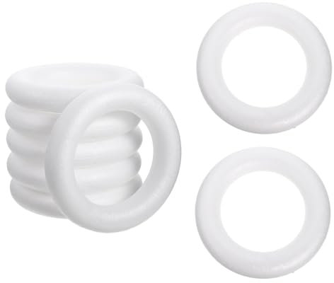 Healvian 8 Stück Kranz Steckschaum Kranz Rohling Weihnachten DIY Miniringe Schaumkranz Miniringe Weißer Styroporkranz Für Blumenprojekte Kunst Handwerk Kranzherstellungszubehör 15 Cm