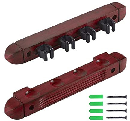 Ronyme Griffe de Porte-Queue de Billard, Repose-Queue de Billard, Support de Rangement en Bois, Support Mural pour 4 bâtons de Billard, Support Mural avec 4, Rouge