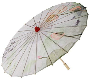SGerste Seidenstoff-Sonnenschirm (84 cm, Pfingstrose) – chinesischer japanischer Stil Papierschirm – für Hochzeiten und persönlichen Sonnenschutz, a, Einheitsgröße