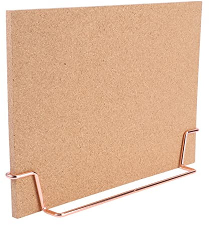 MAGICLULU Office Cork Board Stand Cork Board Bulletin 12 x 9.1 Notice Pin with Rose Gold Base Wood Frame for Walls Decoration Tabletop