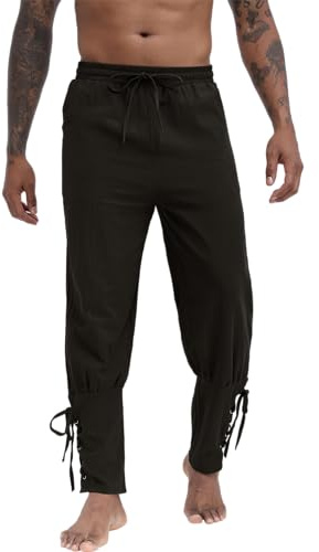NANAMEEI Mittelalter Hose Herren Wikinger Hosen Herren Piratenhose LARP Hose Mittelalter Vintage Steampunk Kostüm