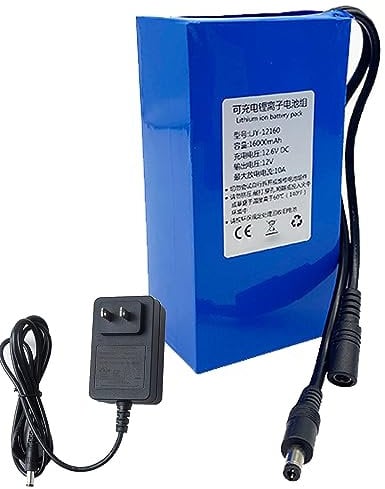 SSCYHT DC 12V Rechargeable Li-Ion Battery 12 Volts Lithium Battery Pack for 12V Power Device Portable Polymer Lithium Battery with Charger,12V16000MAh