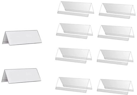 Changyeah 10 Stück Tischaufsteller Dachform,9x 6cm Etikettenhalter aus transparentem Acryl, Menühalter für Tisch, Acryl, transparent,Fotorahmen,für Poster, Shop