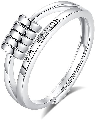 EUDORA Harmony Ball S925 Sterling Silber Anxiety Fidget Ring Anti Stress Ringe für Damen, Spinner Ring Angstring Relief Einstellbare Spinner Fidget Anti Stress Ringe Schmuck, Geschenk für Frauen