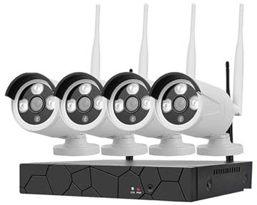 Videoüberwachungsset H.265 IPTV 2MP HD Drahtlose WiFi IP Security Kamera CCTV System Zwei Weg wasserdichte PTZ 4CH P2P NVR Video Überwachung (Color : 4CH NVR 4 Camera 1T, Size : Plug)