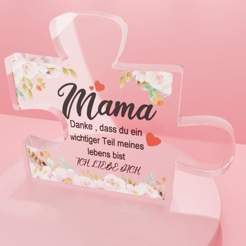 YIYDS Geburtstagsgeschenk Geschenke für Mama, Wird mit einem 1,2 m Langen Geschenkband geliefert, Acryl Block Puzzle-Mama Geschenk, fürGeburtstag/Muttertag/Weihnachten