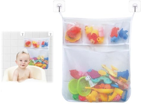 XoeLLe Filet pour Jouets de Bain avec 2 Crochets Adhésifs, Filet Rangement Jouet Bain Douche Stockage Baignoire Sac de Rangement Jouet sac rangement jouet Filet Rangement Jouet Bain Douche
