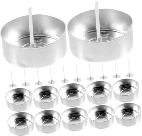 Lurrose 1 Juego Kit Para Hacer Velas Diy 100 Piezas Cajas De Velas Portavelas Kit De Mecha De Vela Moldes Para Tartas De Velas Candelabro De Luz De Té De Soja Aluminio Núcleo De Cera