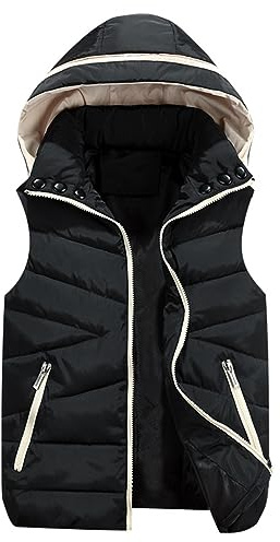 HAOLEI Women's Gilets and Bodywarmers with Hood UK Sale Clearance Puffer Gilet Quilted Down Jacket Lightweight Casual Full Zip Padded Parka Coat Waistcoat Plain Sleeveless Warm Winter Vest Ladies