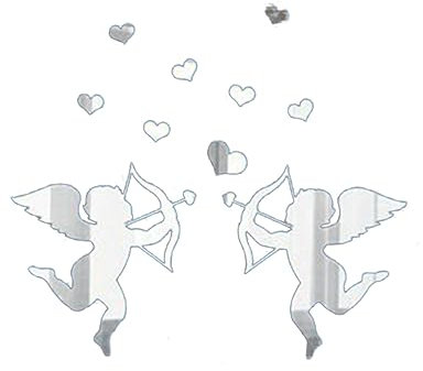 Veemoon entfernbare Wandaufkleber 3D-Wandaufkleber Spiegelaufkleber für Badezimmer 3D-Spiegel selbstklebend Engel-Aufkleber Engel Liebe Dekoration Acryl Applikationen