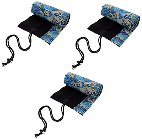 STOBOK 3stücke Stifte-rolltasche Im Japanischen Stil Große Kapazität Fächer Tragbare Stift-Organizer-Tasche Für Künstler Und Schüler Für Bleistifte Farbstifte Und Pinsel Robustes