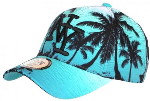 Casquette NY Verte et Noire Palmiers Style Tropical Sunset Baseball - Taille Unique - Vert