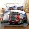 ZZTBQ Bettwäsche für Kinder 135x200 Kinderbettwäsche Bettbezug und Kissenbezug-Set Roter LKW Einzelbettwäsche Set