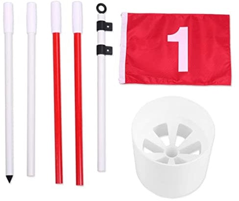 Golf Flagsticks, Golf Flagsticks Portable Pin Flags Hole Pole Cup Set with Splittable 5-Section Design for Backyard Garden Red, Portable Golf Flagsticks