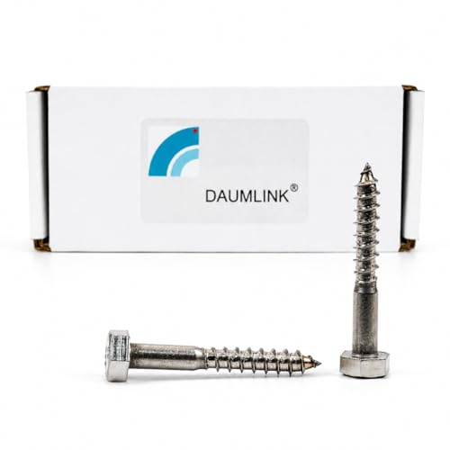 DAUMLINK® Tornillos Hexagonales Madera Acero Inoxidable M7x50 mm | DIN 571, 25 unidades, Fijaciones seguras, Construcción de madera