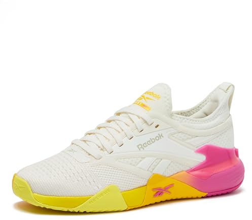 Reebok Nano Court Damen-Tennisschuhe, Pickleball-Schuhe für Damen, Kreide/True Pink/Golden Haze, 41 EU