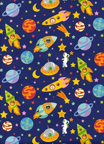 ARKRAFT Geschenkpapier 5 Bögen Format 90 x 65 cm Verpackung ohne Plastik Blatt FSC Motiv Rakete (098F)