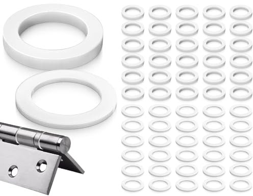 Lhbwhiz 60 piezas de anillos de montaje para puertas interiores,arandelas de plástico para puertas,sin marcas de abrasión,anillos de montaje de bisagras puertas,1 mm 30 piezas y 2 mm 30 piezas(blanco)