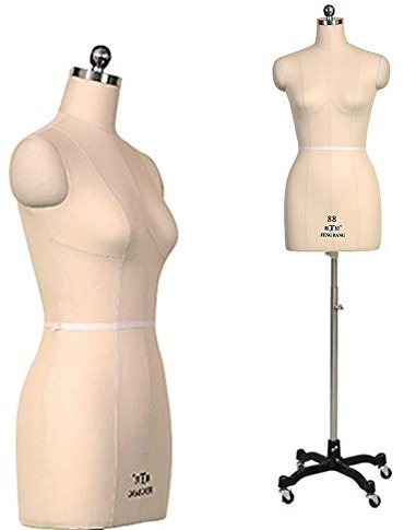 Schaufensterpuppe zum Nähen, modernes, leichtes Damen-Kleidermodell mit Schaumstoff-Torso und stabilen Rädern, höhenverstellbar 145 cm 185 cm (klein B)
