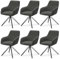 Juskys Drehstuhl Clyde mit Armlehne 6er Set - Esszimmerstuhl modern mit Stoff Bezug - Polsterstuhl Esszimmer - 120 kg belastbar - Stuhl Cord Hellgrau
