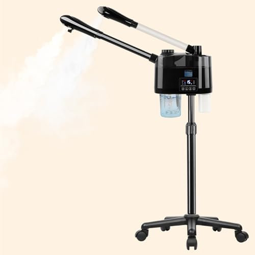 Vaporizzatore facciale professionale con ozono e nebbia calda e fredda, vaporizzatore estetista su ruote, umidificatore viso per pulizia profonda del viso, vaporizzatore facciale digitale per il viso
