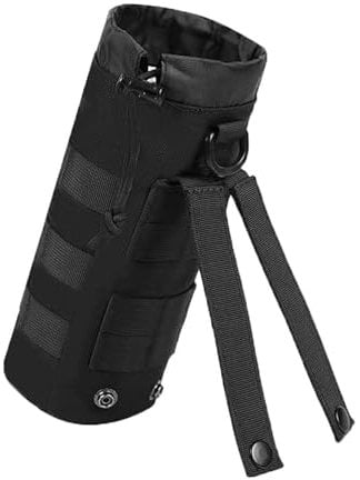 VIDSTW Taktisch Flaschenhalter Molle Flaschenhalter mit Kordelzug Wasserflaschentasche Flaschenhalter Gürtel Flaschenhalter Tasche für Outdoor-Wandern, Jagd, Camping-Training (Schwarz)