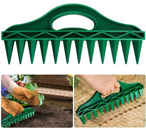12 Löcher Saatgut-Pflanzer – Samen Im Erdgräber Pflanzgefäß, Garten Handpflanzer Säwerkzeug, Verstellbarer Hand-Setzgerät für Gartenpflanzen, ideal zur Bodenlockerung und präzisen Aussaat (B)