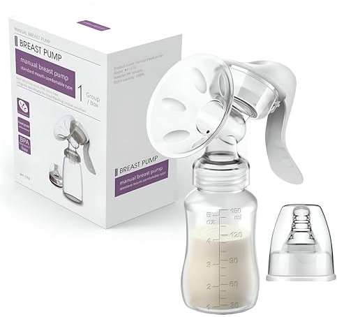 Manual Breast Pump & Breastmilk Storage Bottle, Adjustable Suction Silicone Hand Pump Breastfeeding, Small Portable Manual Breast Milk Catcher Baby Feeding Pumps & Accessories