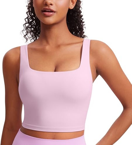 CRZ YOGA Damen Butterluxe Sport BH Gepolstert Ohne Bügel Crop Tops Atmungsaktive Yoga Tank Top Fitness Workout Sports Bra Vita Rosa 38
