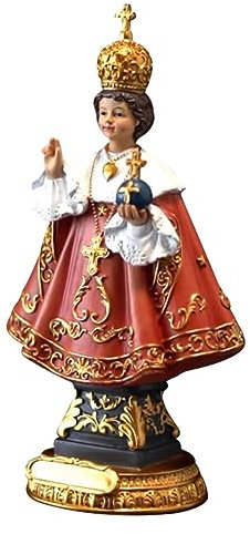 Amosfun Statue des Prager Jesuskindes Katholische Religiöse Tischdekoration Kunstharzfigur