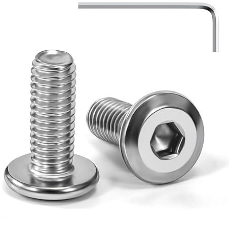Tunejoy Tornillos de Cabeza Plana M6 x 16 mm Tornillo de Cabeza Hexagonal de Acero Inoxidable A2 V2A Perno de Muebles con llave Allen Rosca Completa 20 Piezas