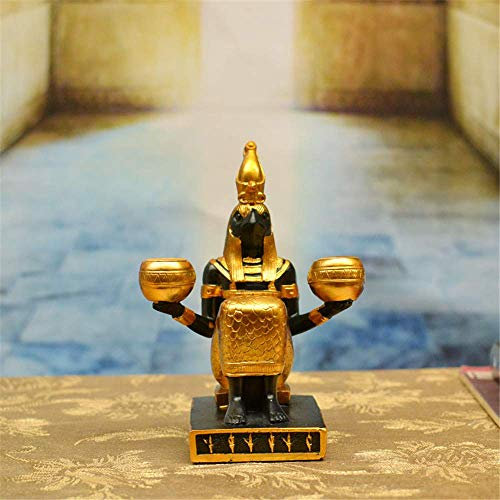 SBCGFY Antike Statue Ägyptischer Pharao Adler Gott Thoth Mythologischer Gott Esstisch Figur Retro Kamin Statuette Skulptur Wohndekoration Ornament Harz Kerzenhalter,B(C)