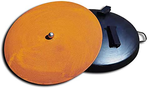 Köhko Brasero de 79 cm de diamètre avec couvercle de 80 cm - Pieds laqués anti-rouille - Avec pieds pliables et amovibles