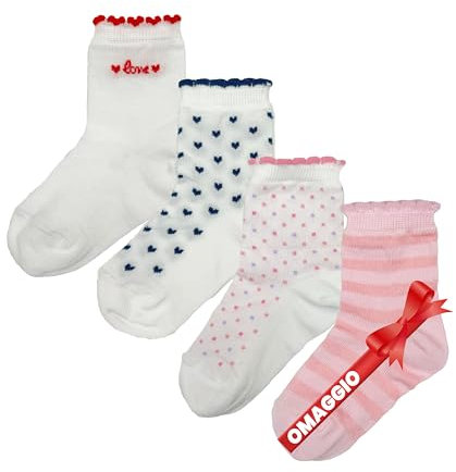 LEON D'ORO Calzini Neonata Cotone 4 Paia Calze leggere filo di scozia 6 12 18 mesi Made in Italy (IT, Età, 6 mesi, 12 mesi, FANTASIA-ASS 1)