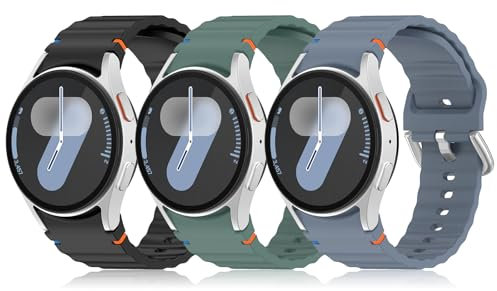 PureYule 3 piezas Correa para Samsung Galaxy Watch 7/6/5/4/FE 40mm 44mm,20mm Correa Silicona deportiva para Galaxy Watch 5 Pro 45mm/Watch 6 Classic/4 Classic 43mm 47mm 42mm 46mm