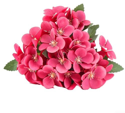 Künstliche Begonien-Blumen für Heimdekoration, verschönern jeden Raum oder Veranstaltungsort (burgunderrot)