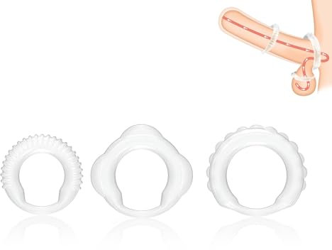 SXOVO Penisring Set 3pcs Penies Ring für Sex Penisringe Cock Ring Hodenring Cockring Länger Sex Durchhalten Männer die Ejakulation Verzögern Sex Toyset Sex Spielzeug für die Männer Extrem Sex (S)