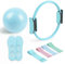 Pilates Essential Kit - Portable Fitness Equipment - with Toning Pilates Ring & Long Resistance Bands & Pilates Loop Bands & Soft Pilates Ball & Pilates Grip Socks (Blue)