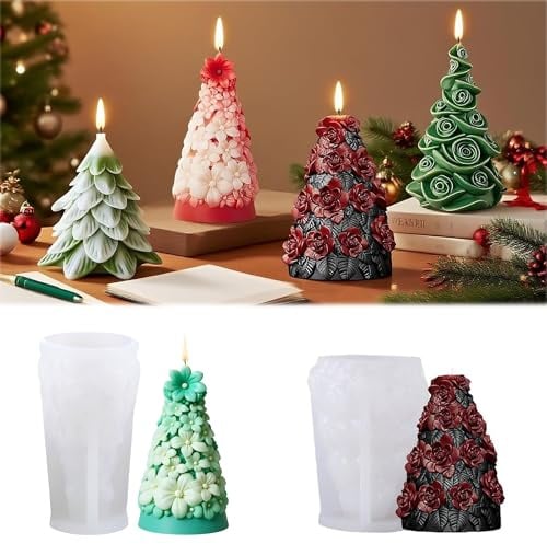 2er-Set 3D Weihnachtsbaum Silikonformen | Gießform für Duftkerzen, Seifen & Epoxidharz | Festliche DIY Deko & Geschenkidee von MUAECH