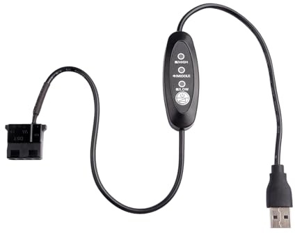 USB Fan Speed Controller (ATX 4-Pin/MOLEX), 3-Speed 5V/9V/12V with LED, 50cm, key Control, Black PVC Box for DIY Cooling