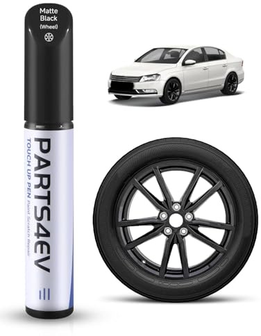 Peinture de réparation de jantes noir mat - Pour jantes VW/Volkswagen avec surface tournée Black Diamond - Réparation précise - Imperméable et résistant à l'usure