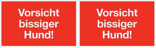 Metafranc Hinweisschild Vorsicht bissiger Hund! - 250 x 150 mm/Beschilderung/Infoschild/Warnschild/Warnmarkierung/Sicherheitsmarkierung/Gefahrenhinweis / 500010 (Packung mit 2)