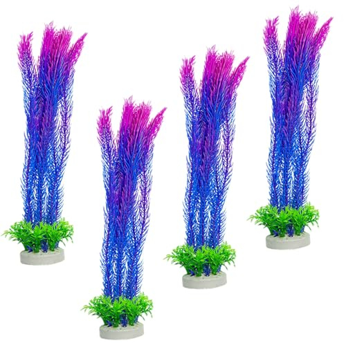 Oxxggkao 4PCS Simulazione Erba Acqua Acquari Decorazione Pianta Verde con Base per Acquari Acquari Ambiente Miglioramento Nascondimenti Sicuri Decori Acquari Decori