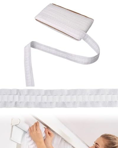 KAHZOR 1 Rolle Bleiband für Gardinen, Weiß Gardinenband zum Aufbügeln, Kräuselband Gardinen, Aufnähen Faltenband für Gardinenhaken, Kräuselband zum Aufbügeln, 30M × 2.5CM