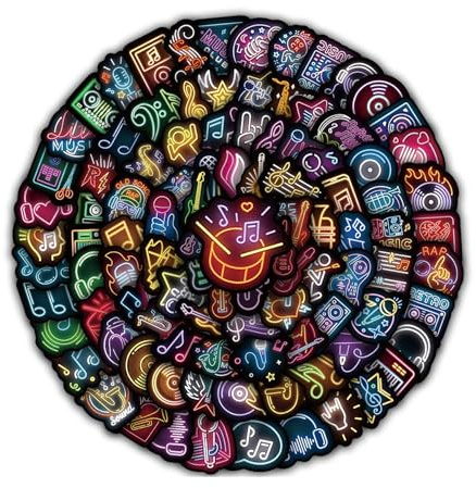 Wasise Music Stickers - 100PCS Band Stickers, Guitar Sticker, Neon Sticker, Y2K / Vaporwave Designs for All Ages, Aesthetic Decals, Classic Music Waterproof Vinyl for Laptop, Skateboard, Water Bottles