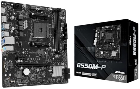 ASRock B550M-P Micro-ATX Motherboard, AMD AM4, Ryzen 3000-5000 CPUs, DDR4 4733+ (OC), PCIe 4.0, 2.5G LAN, USB 3.2 Gen1 Type-C