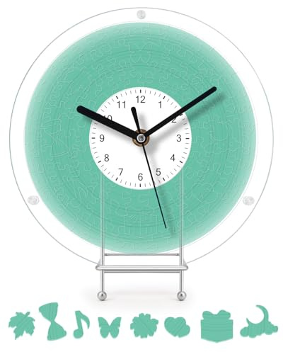 Acrylic Vinyl Record Puzzle Clock for Adults, Lime Fresh Green Wall Clock, DIY Desk & Wall Decor Jigsaw Clock, 8.1in Acrylic Table Clock, Handmade Gift for Birthday Christmas Valentine Mother’s Day